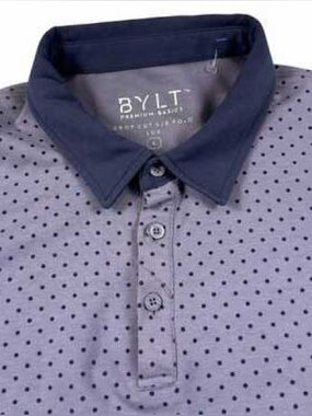BYLT Premium Basics Lux Polo shirt XL Purple gray Polka Dot Golf casual career